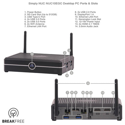 Simply NUC Everglades NUC10EGC N5105 8GB RAM 256GB SSD WiFi Bluetooth Dual NIC