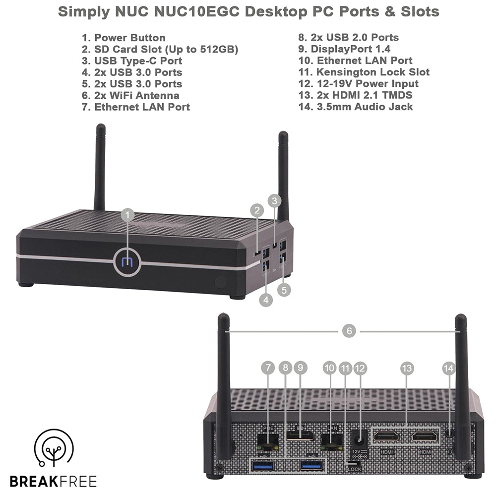 Simply NUC Everglades NUC10EGC N5105 8GB RAM 256GB SSD Dual NIC