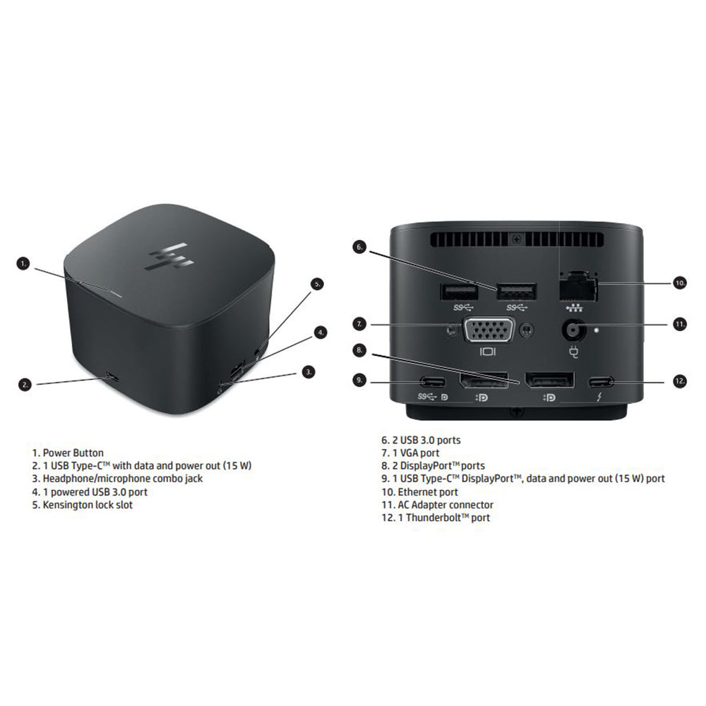 HP HSN-IX01 G2 Docking Station USB-C Thunderbolt 230W Dock