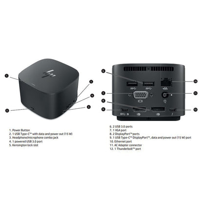 HP HSN-IX01 G2 Docking Station USB-C Thunderbolt 135W Dock L15813-002
