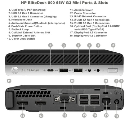 HP EliteDesk 800 G3 65W Desktop Mini PC WiFi Bluetooth